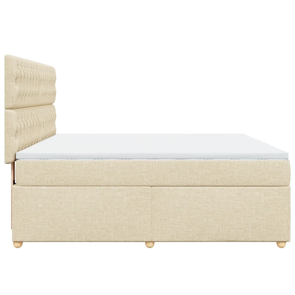 Giroletto a Molle con Materasso Crema 180x200 cm in Tessuto