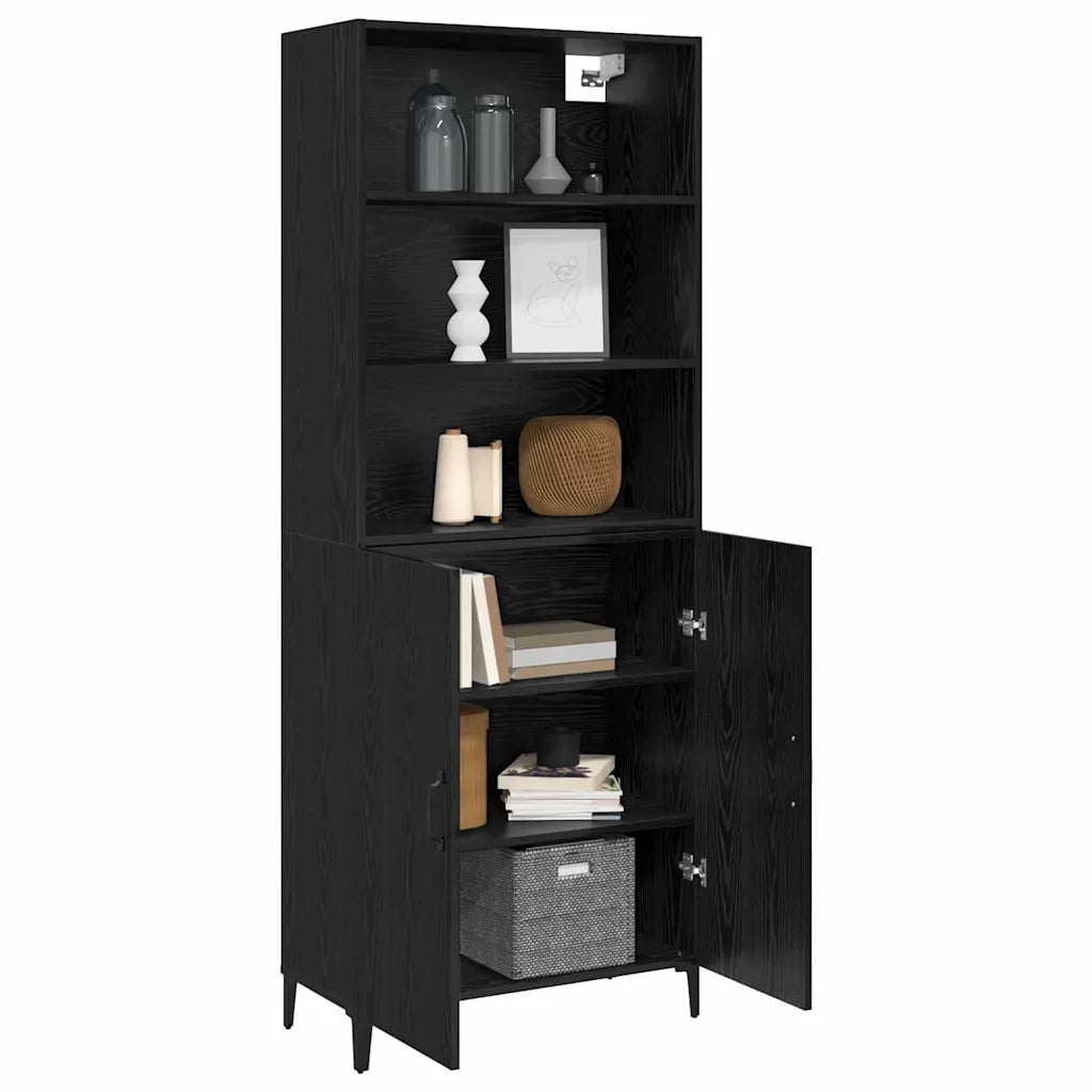 vidaXL Credenza Rovere nero 69.5 x 32.5 x 180 cm Legno multistrato