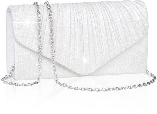 Borsa a Tracolla Glitter con Cerniera con Catena Rimovibile, Borsa a Tracolla con Pailletti Verde Notte (22 x 5 x 11,5 cm)