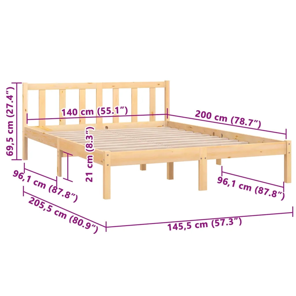 Giroletto-Struttura Letto in Legno Massello di Pino 140x200 cm 311829