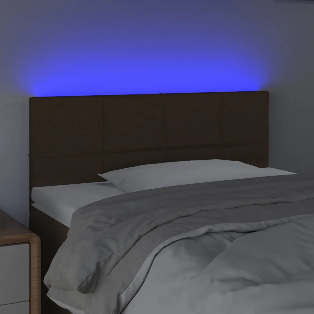 Testiera a LED Marrone Scuro 100x5x78/88 cm in Tessuto