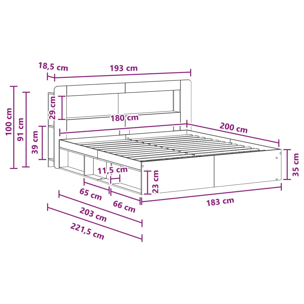 Telaio del letto con storage con testiera Bianco 180 x 200 cm 3433517