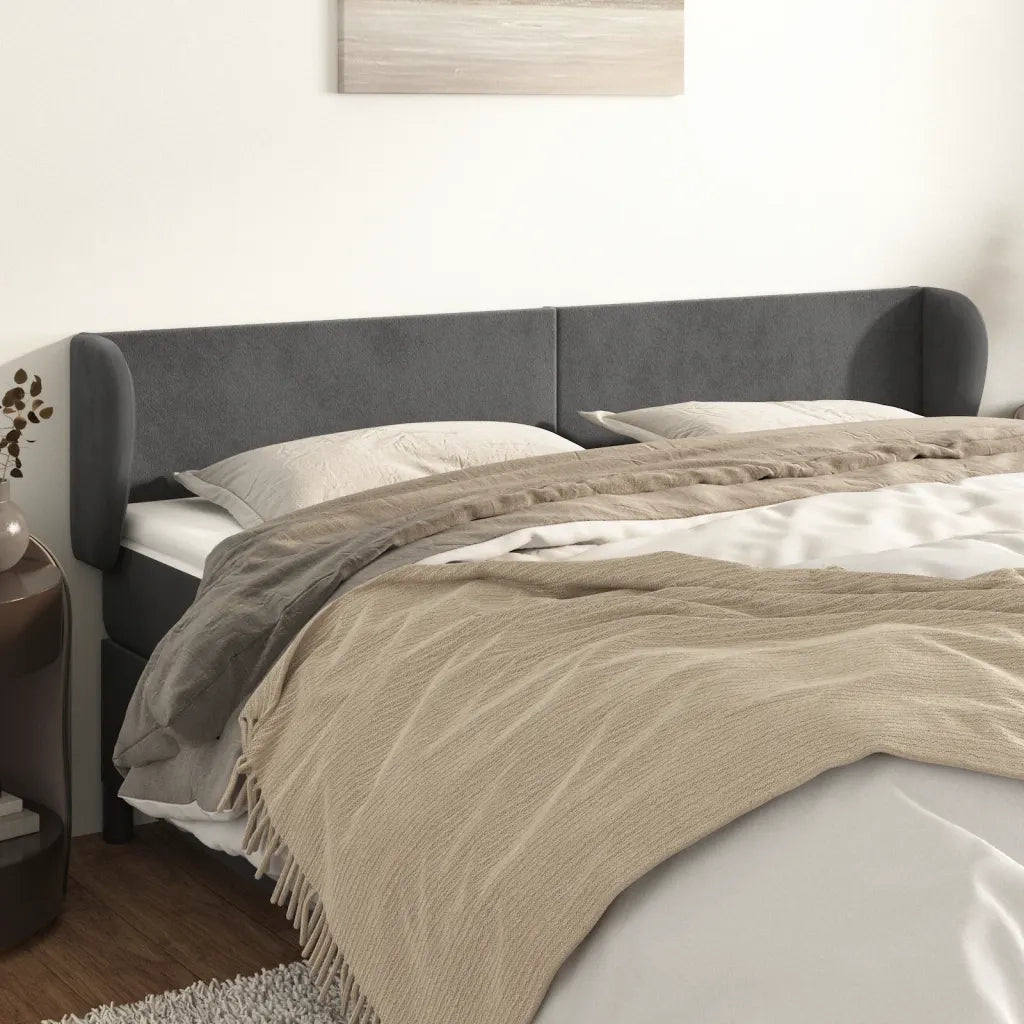 Testiera ad Orecchio Grigio Scuro 183x23x78/88 cm in Velluto 3116925