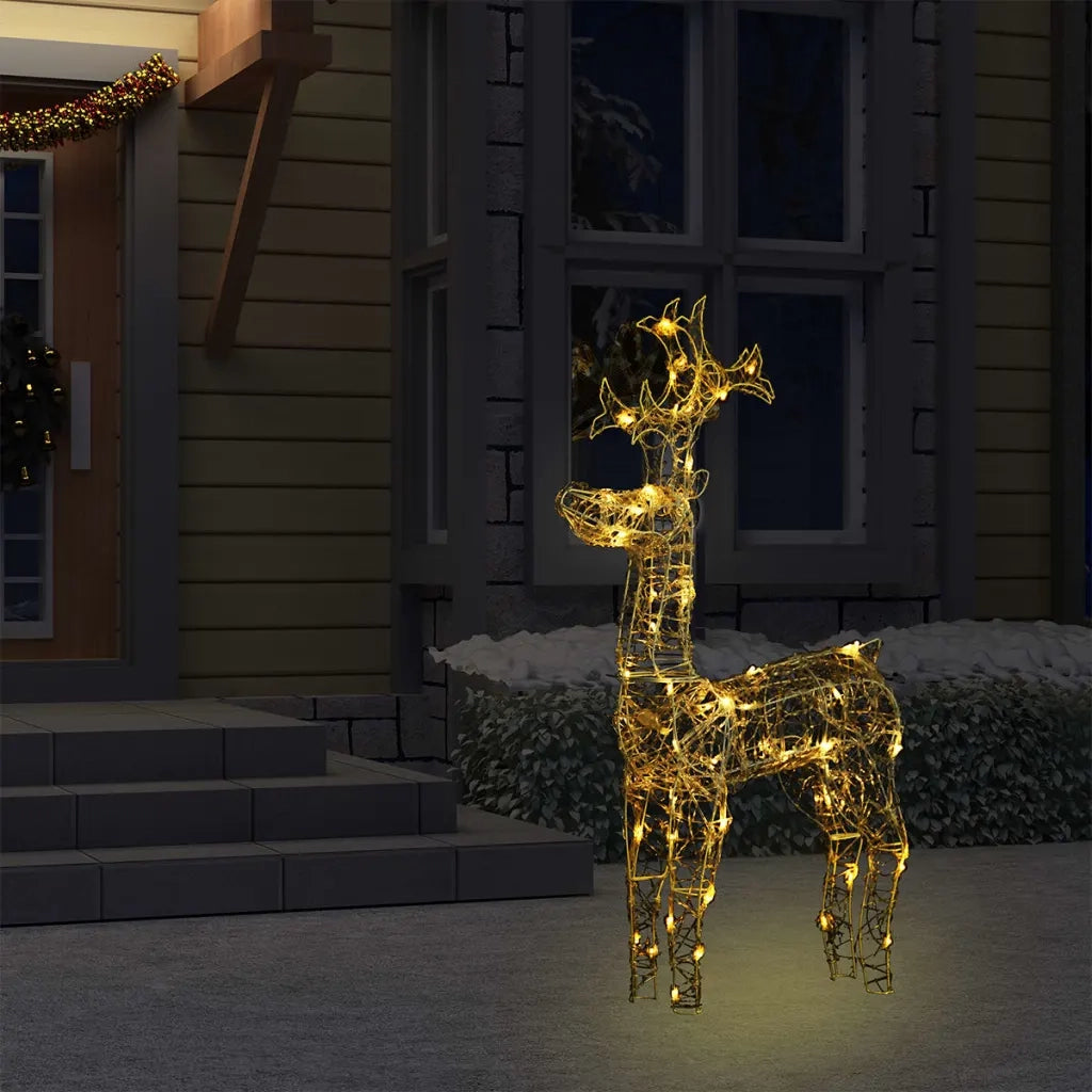 Renne e Slitta Decorazione Natale 90 LED-Luci decorative natalizie 60x16x100 cm Acrilico 248680