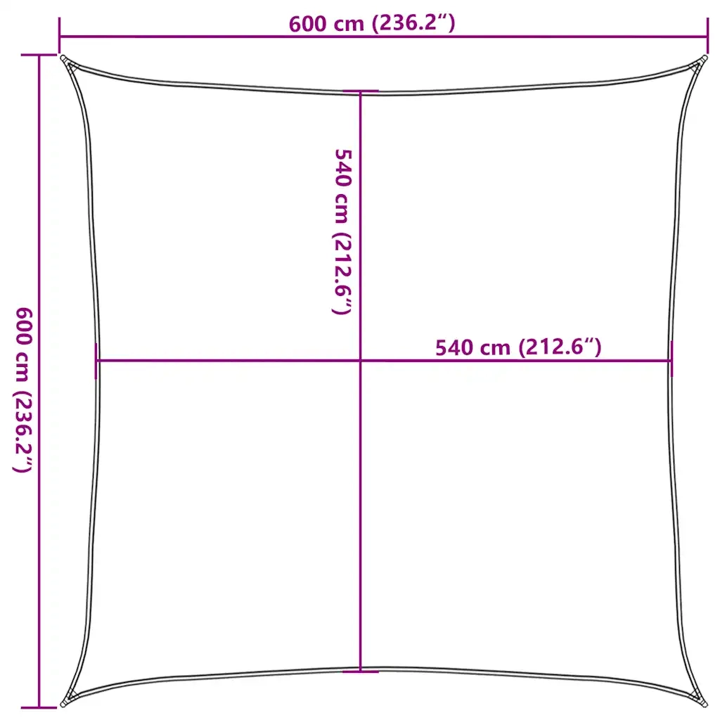 Vela Parasole 160 g/m² Quadrata Arancione 6x6 m in HDPE 311664