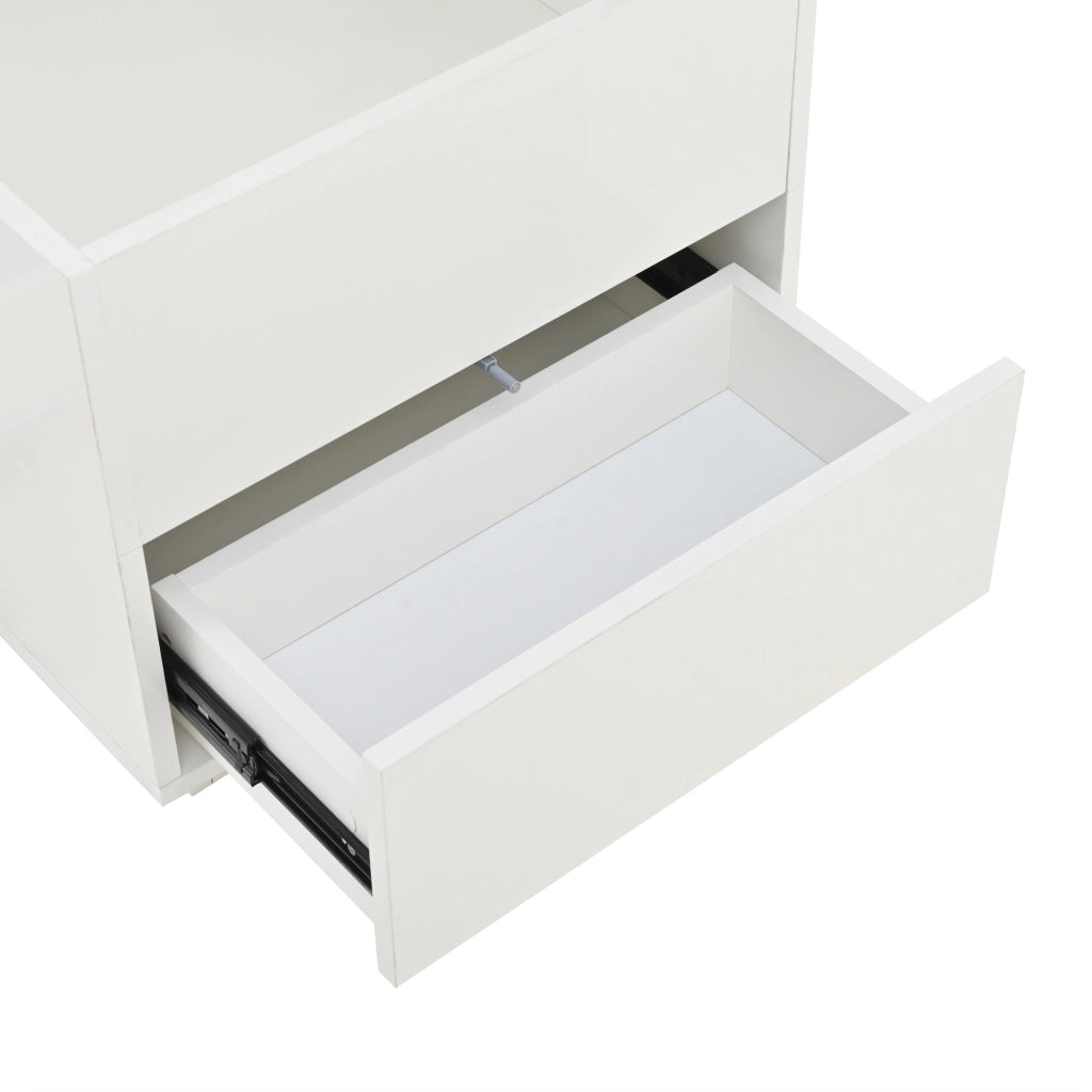 TAVOLINO DA CAFFÈ Sollevabile 100x50x45 cm Bianco con LED e 2 Pouf