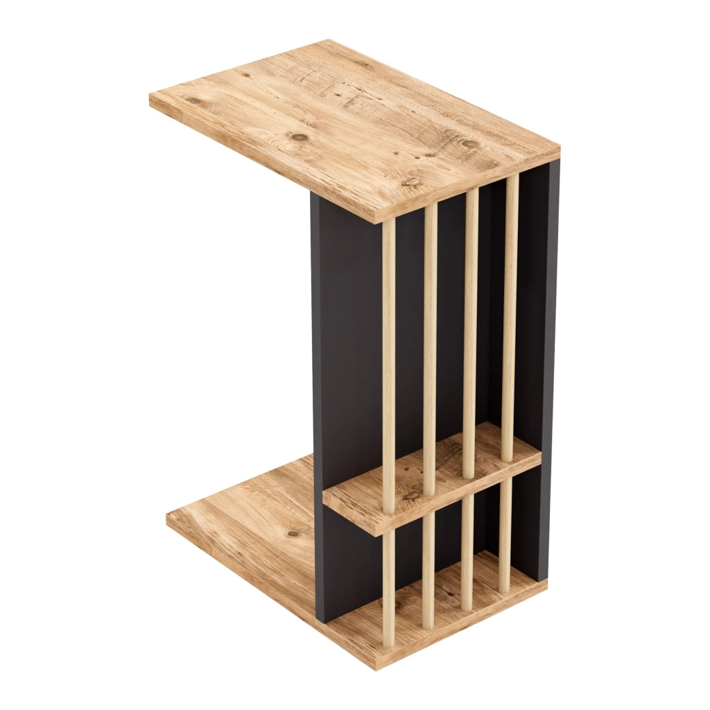 Tavolino in truciolare plastica effetto legno 44 ​​x 29 x 65 cm effetto legno nero 03_0010959