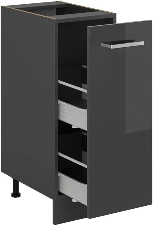 Armadio cucina dispensa alto R-Line, Antracite lucido, 30 cm, PL Antracite, per la libera combinazione all'interno di sistemi cucina modulari
