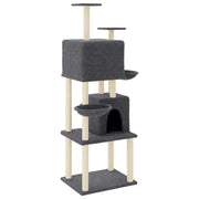 Tiragraffi per gatti mobili Tower Climbing Toy tiragraffi piattaforma da arrampicata con tiragraffi in sisal scuro 180 cm grigio 02_0022688