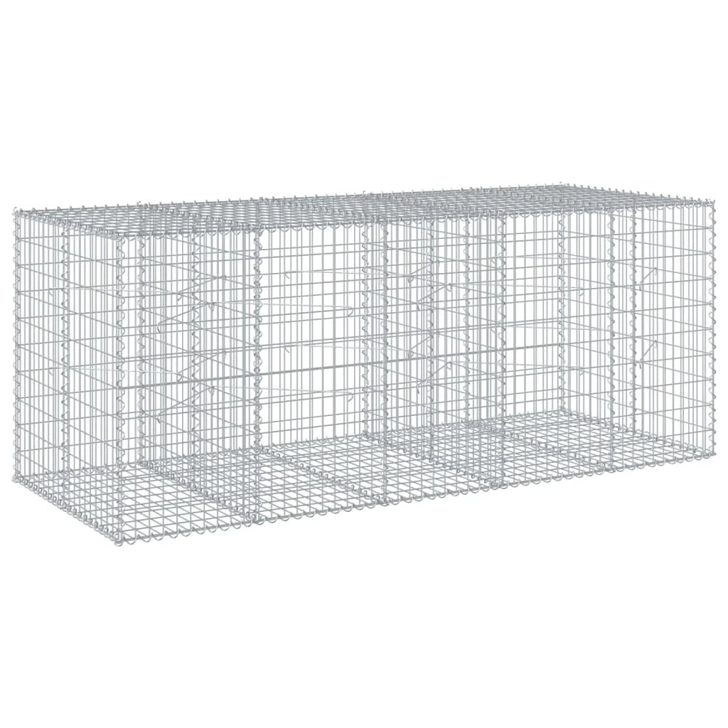 Gabbione recinto a gabbia muro di contenimento con coperchio 250 x 100 x 100 cm ferro zincato argento 02_0040147