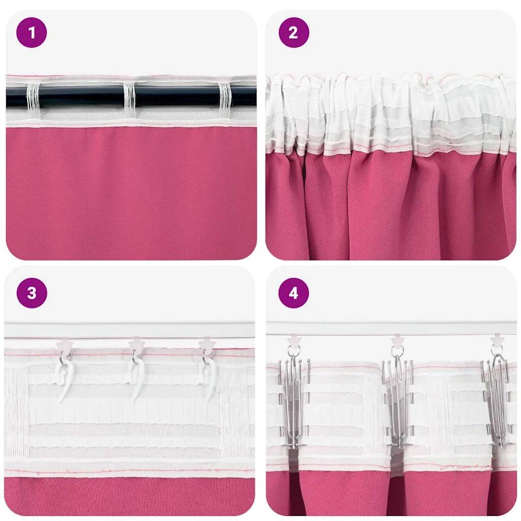 Tende Blackout con Anelli 2 pcs Rosa Vivo 260 x 140 cm 4107517