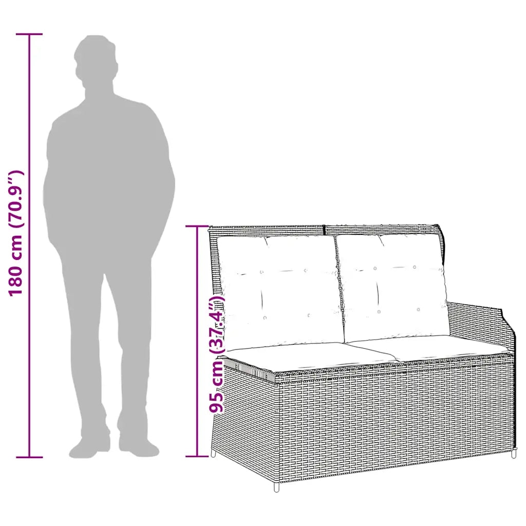 vidaXL Panca Reclinabile da Giardino con Cuscini Grigia in Polyrattan