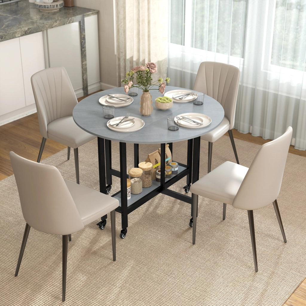 Tavolo Pieghevole con Ruote e Ripiano ¨C Zephmum ¨C Grigio Cemento 120x60x75