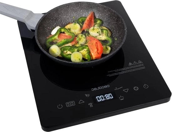 Induzione 2000 W Controllo a Tasto Design Stiloso Nero - Piastra Inductiva Full Crystal con Timer