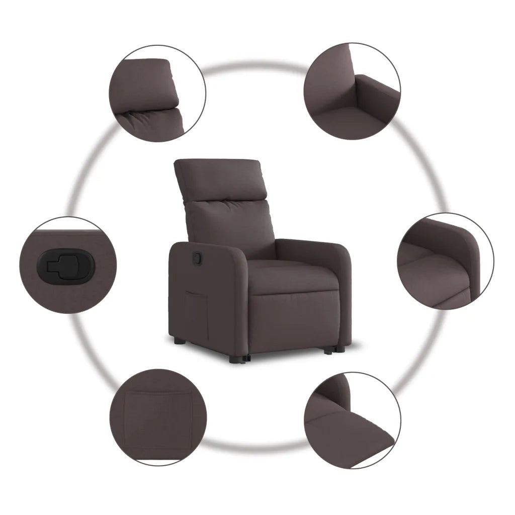 Poltrona Alzapersona Reclinabile Marrone Scuro in Tessuto 3206704
