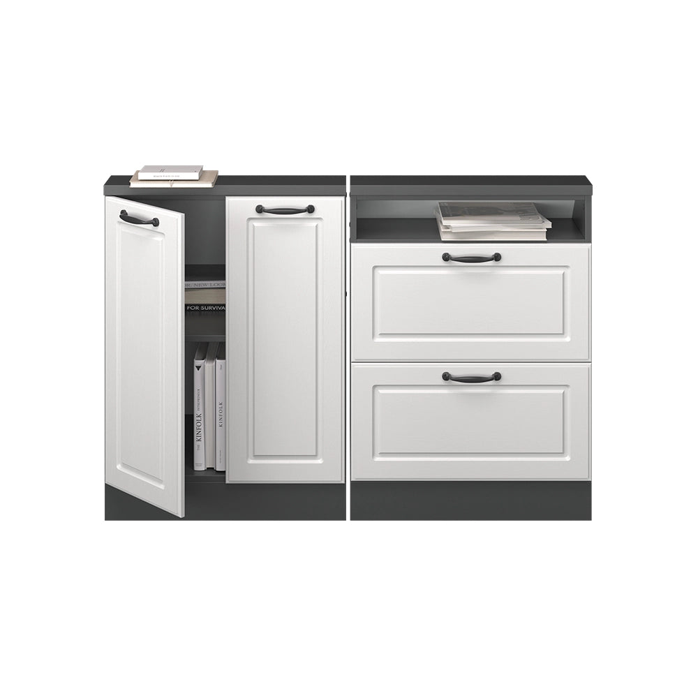 Set di mobili sottotetto Rion Bianco rustico/Antracite Set di 2 Vicco