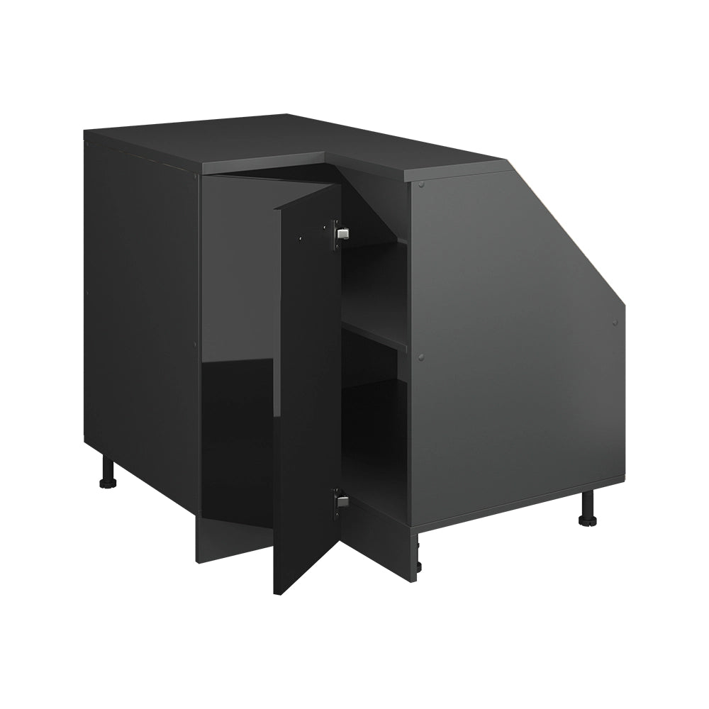 Mobile sottotetto Mobile angolare Rion Nero lucido/Antracite 75.6 x 83.8 cm con 1 porta, carcassa dell’armadio profondità 60 cm Vicco