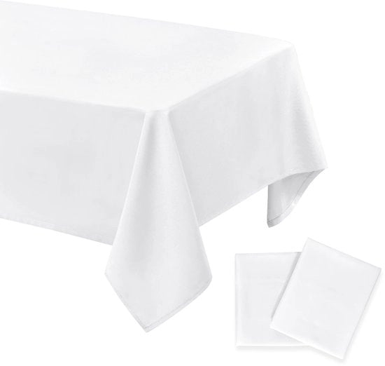 DWCN 2-pack tappeti da tavolo bianchi, impermeabili, lavabili, idrorepellenti per tavolo da cucina, giardino, festa, matrimonio o uso domestico, 140x280cm