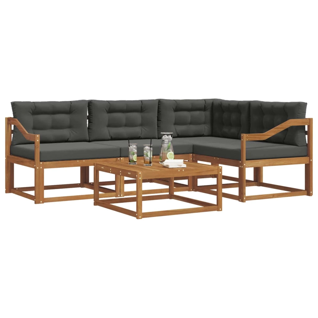Set di divani da esterno con cuscino 5 pcs Naturale e Antracite 3367560