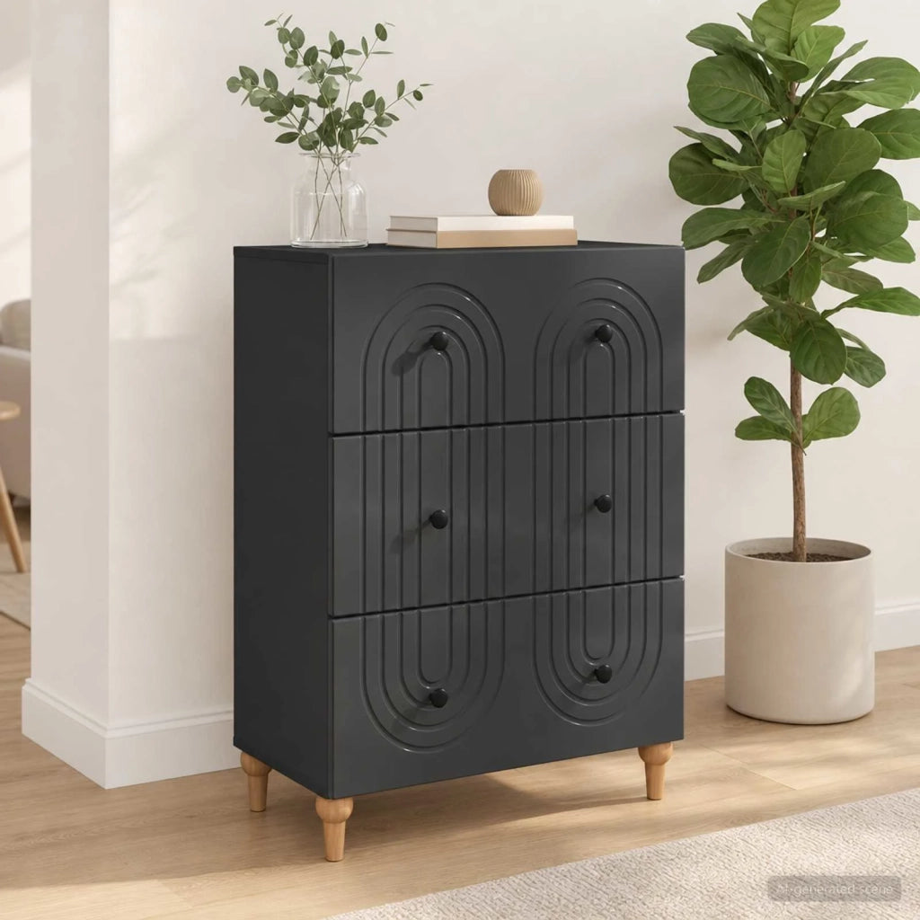 Mobile con Cassetti Nero 66 x 34,5 x 90 cm Legno ingegnerizzato 894146