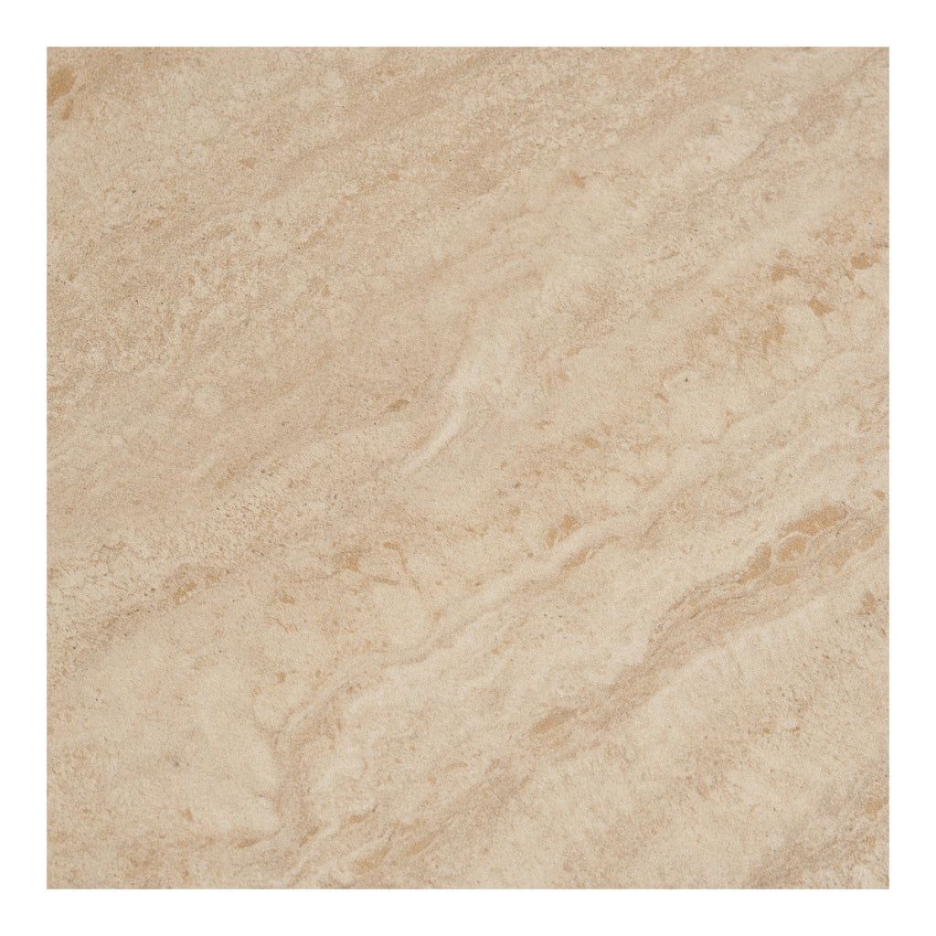 Tavolino d'appoggio Annecy in ceramica effetto travertino e acciaio ø50×56 cm