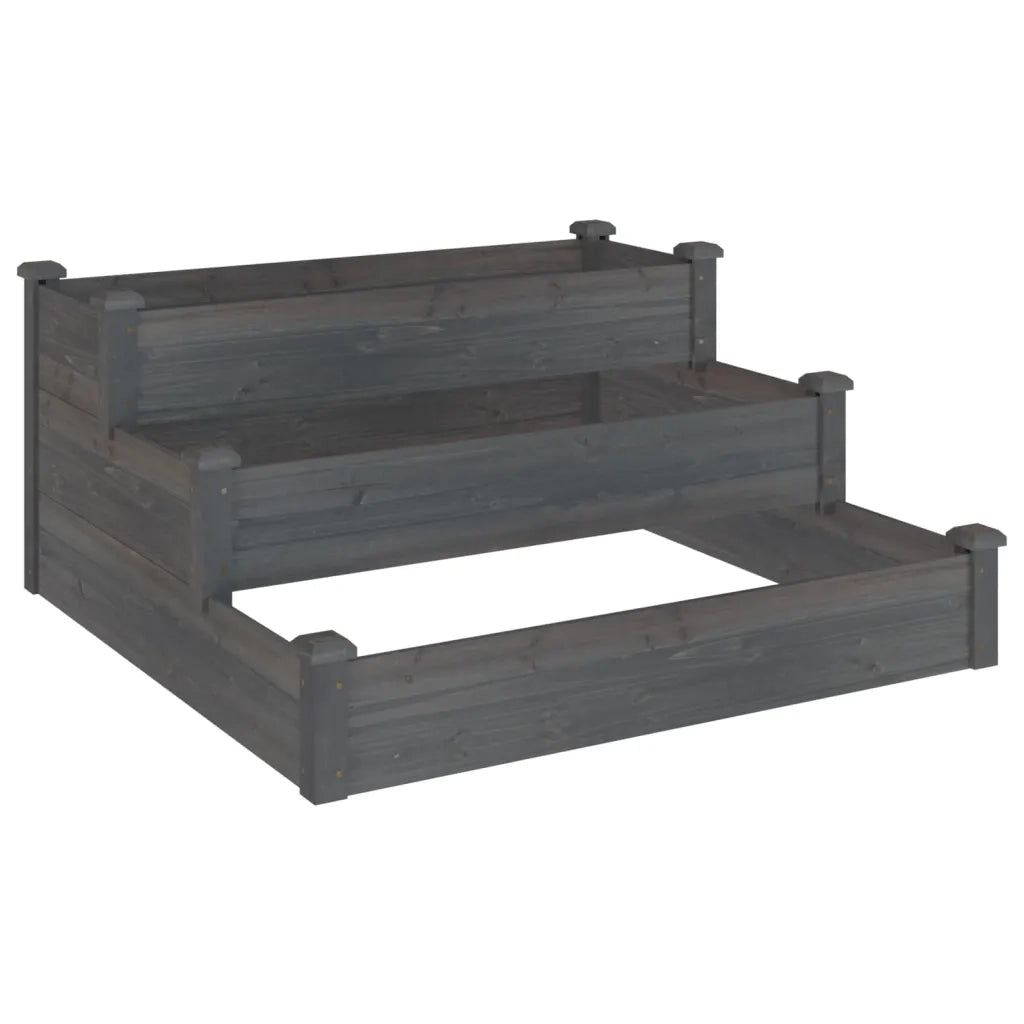 Fioriera Rialzata Giardino-Vaso da Esterno-Supporto per Vaso Grigia 120x120x56 cm Massello Abete
