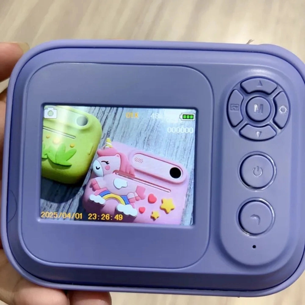 Trade Shop - Mini Macchina Fotografica Portatile Design Unicorno Multifunzionale A Batteria Per Bambini -