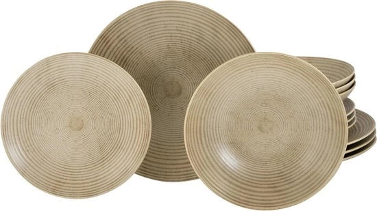 Set da servizio per 4 persone a 18 pezzi in ceramica, resistente a lavastoviglie e forno a microonde, Made in Portugal