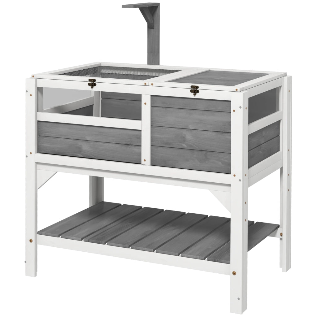 Recinto per tartarughe in legno massello con scaffale ¨C zephmum ¨C 84x51x103 cm
