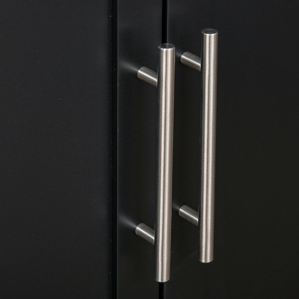 Armadio Mobile con Ante, Cassetto e Ripiani ¨C Zephmum ¨C 109x40x89 cm Nero