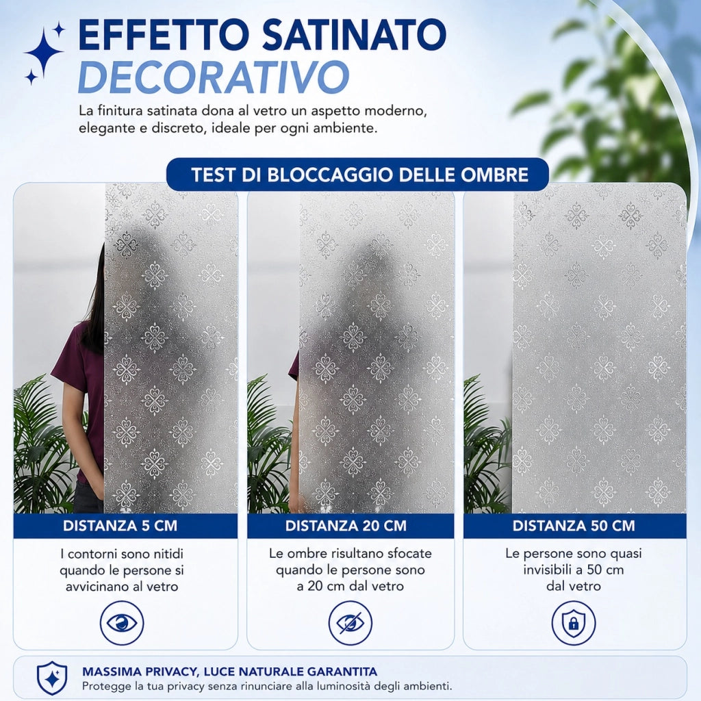 Pellicola Adesiva Vetri 45x200 cm Effetto Satinato Privacy 10110
