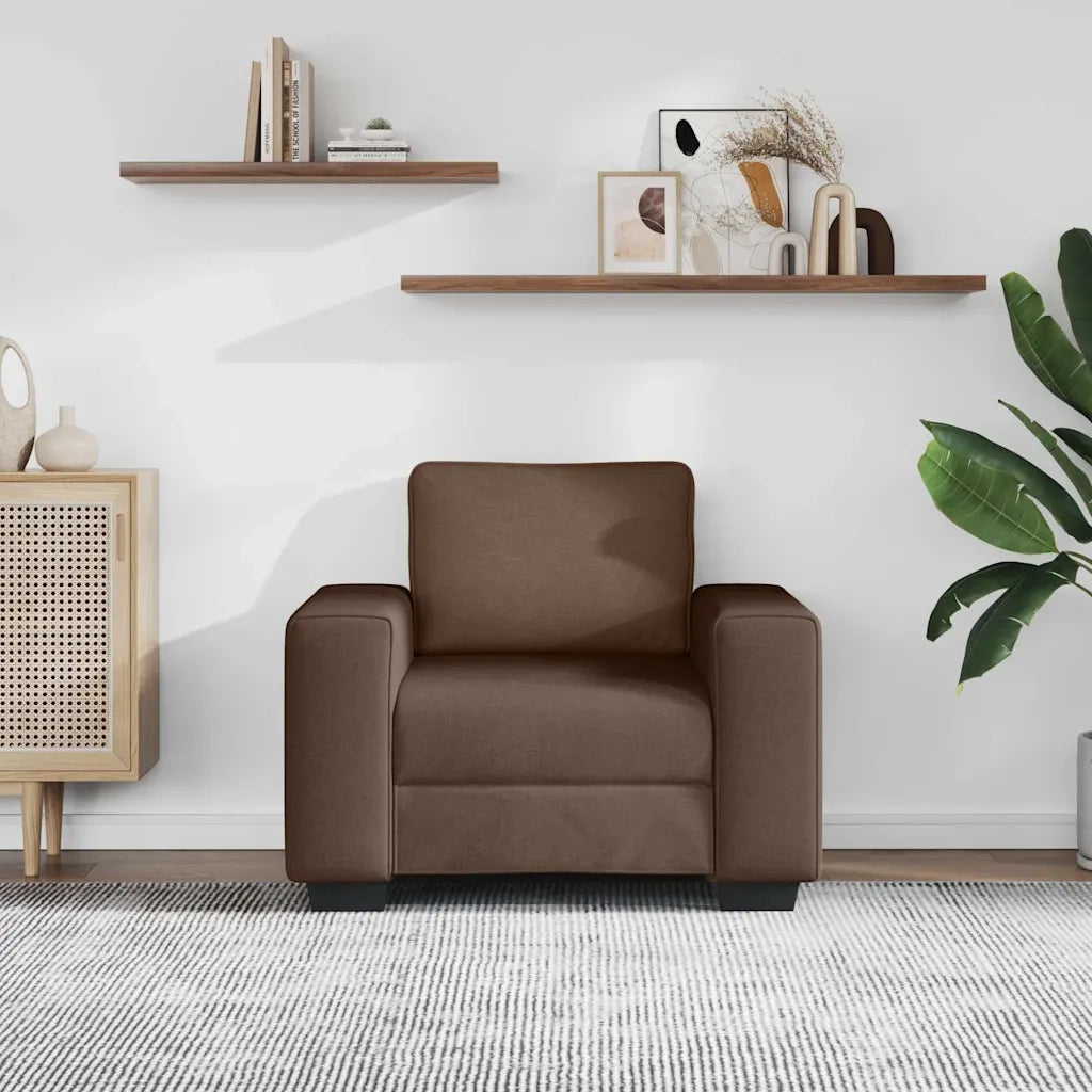 Poltrona-Divano Sedia-Poltroncina Marrone 100x77x82 cm in Tessuto