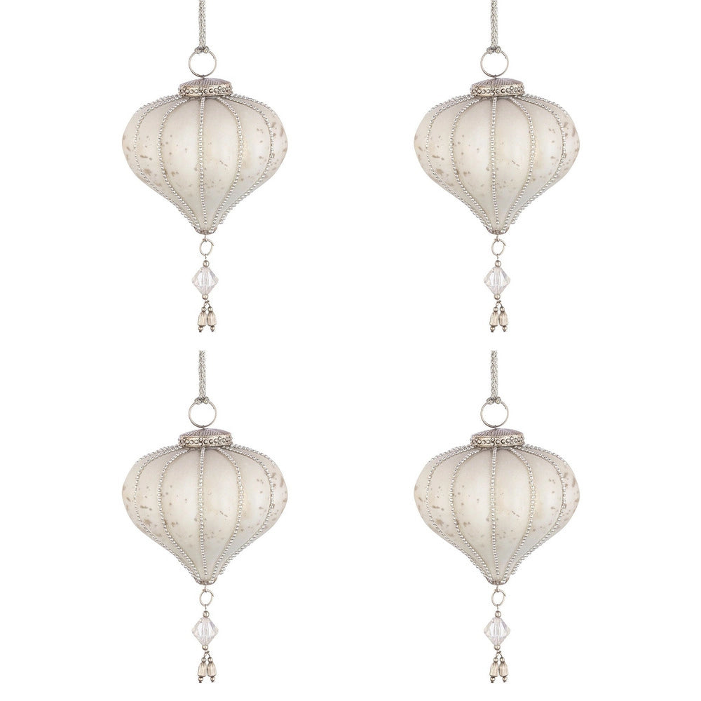 Palline Natale in Vetro Bianco a Trottola Pendaglio Swarovski Valiant Diametro: 95 mm