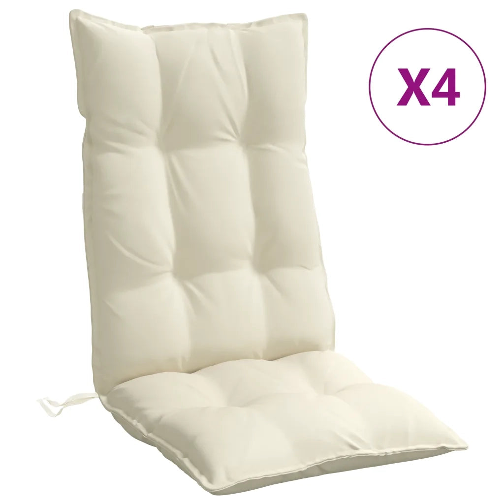 Cuscini per Sedia con Schienale Alto 4 pz Crema Tessuto Oxford 377609
