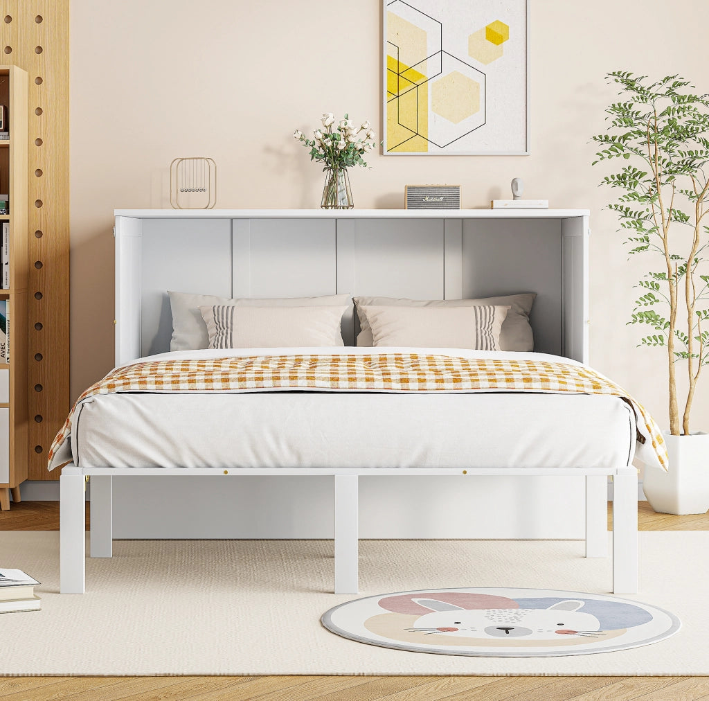 Letto a scomparsa 140x200 cm pieghevole verticale in legno