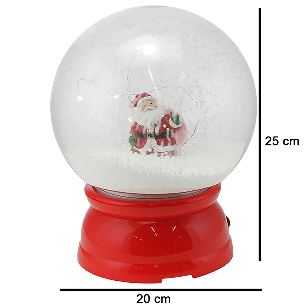 Ampolla Natalizia Palla con Babbo Natale Led 20x25cm Decorazione Luminosa Neve