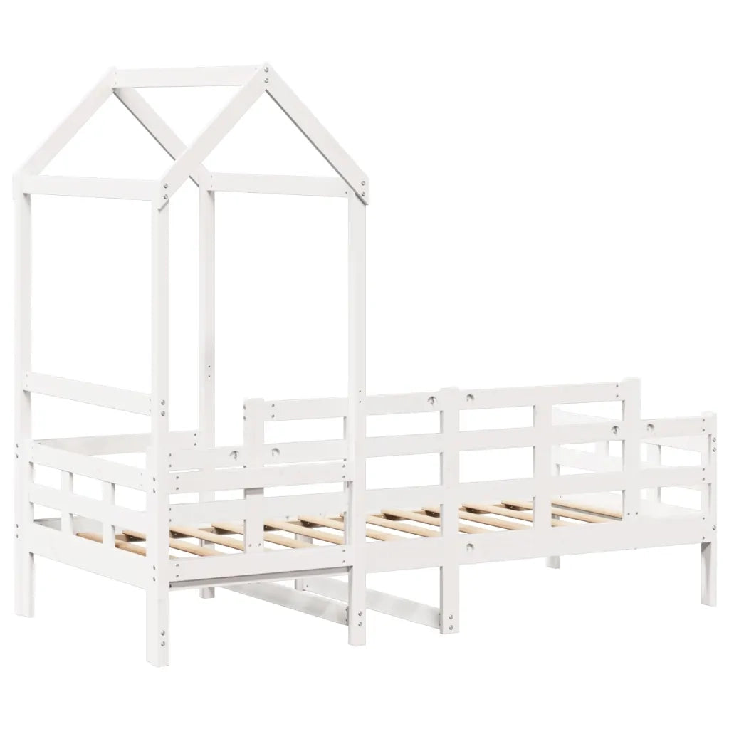 Letto singolo | Letto per adulti | Dormeuse con Tetto 80x200 cm Bianco in Legno Massello di Pino