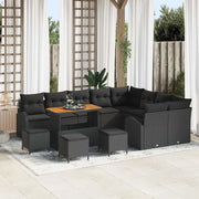 Set Divano da Giardino con cuscino 13 pcs Nero polyrattan 3362439