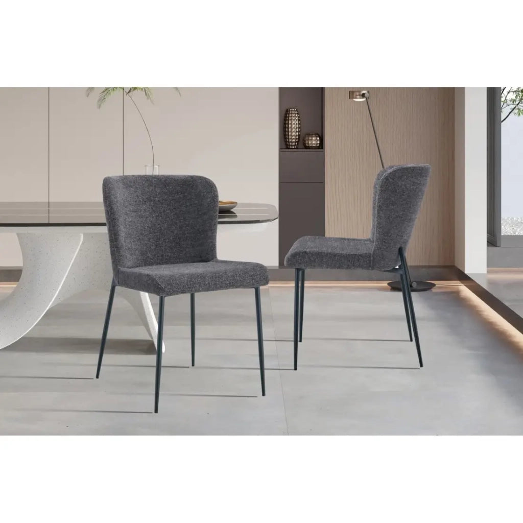 Set di 2 sedie LISE - Tessuto grigio scuro - Piedi in metallo - Comfort moderno - Design sobrio ed elegante