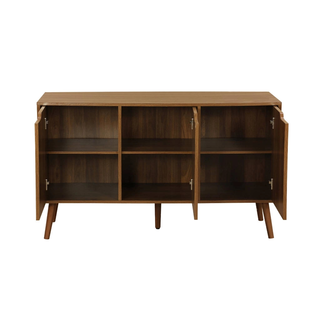 Credenza effetto noce con 3 ante e 3 ripiani, 120cm, noce