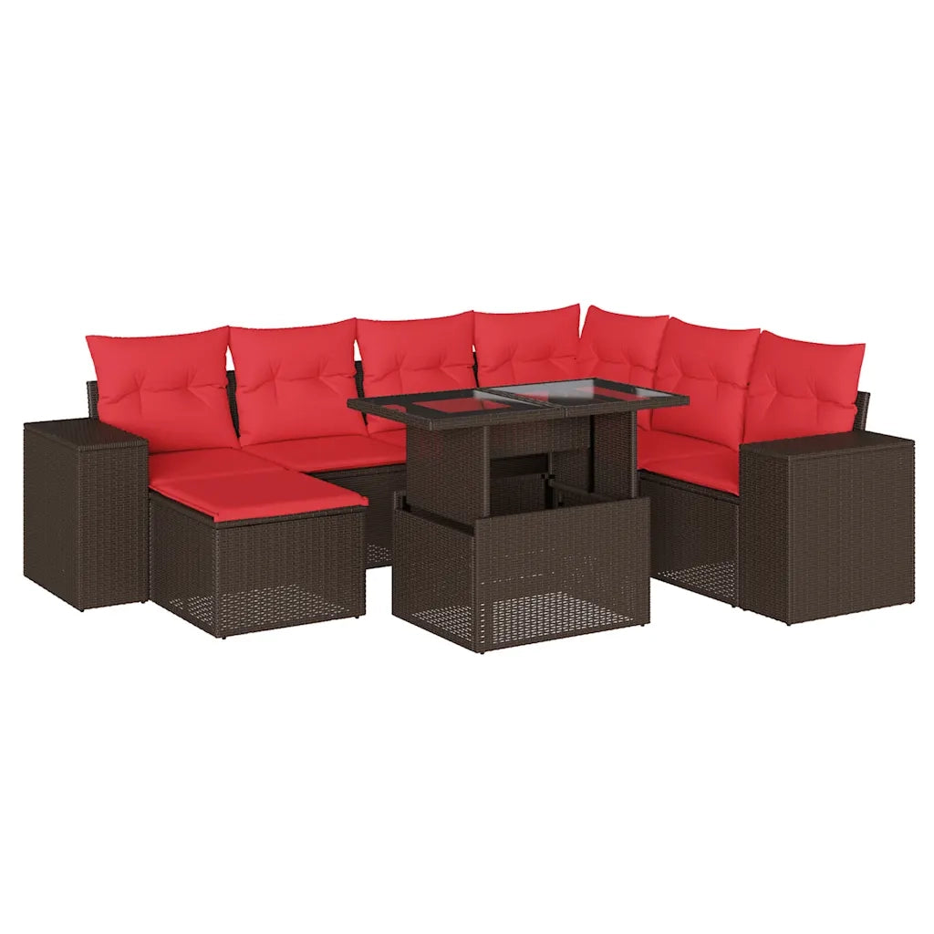 Set Divani da Giardino 8 pz con Cuscini Marrone in Polyrattan 3269334