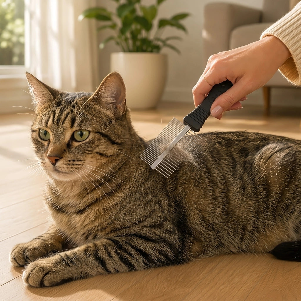 Set 3 Pettini Professionali per Cani e Gatti a Doppia Dentatura, Denti Larghi e Stretti in Acciaio Inox, Rimozione Pelo Morto e Nodi, Grooming e Toelettatura Animali