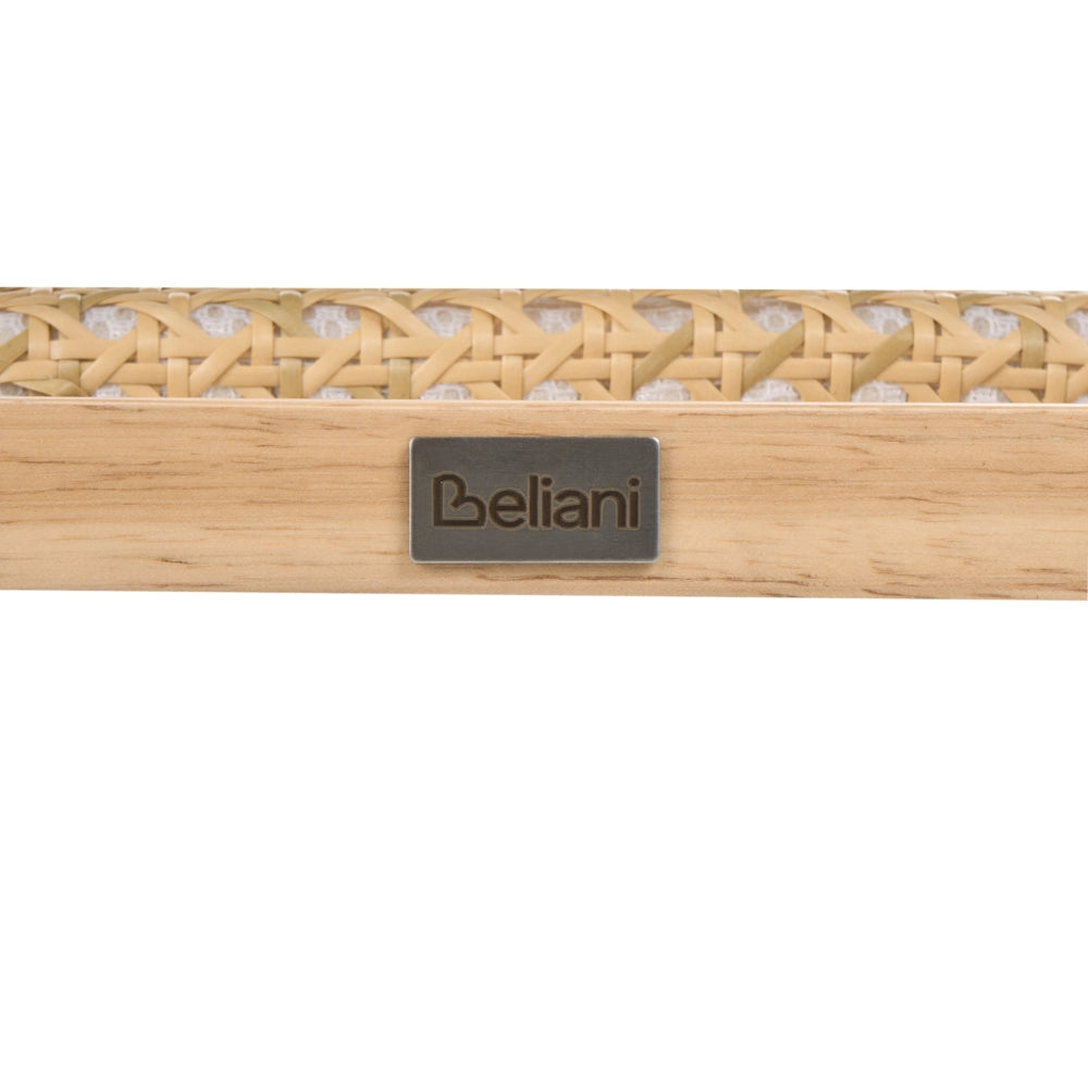 Set di 2 sedie da pranzo in legno chiaro e rattan naturale Gambe d'argento a sbalzo Design retrò senza braccioli