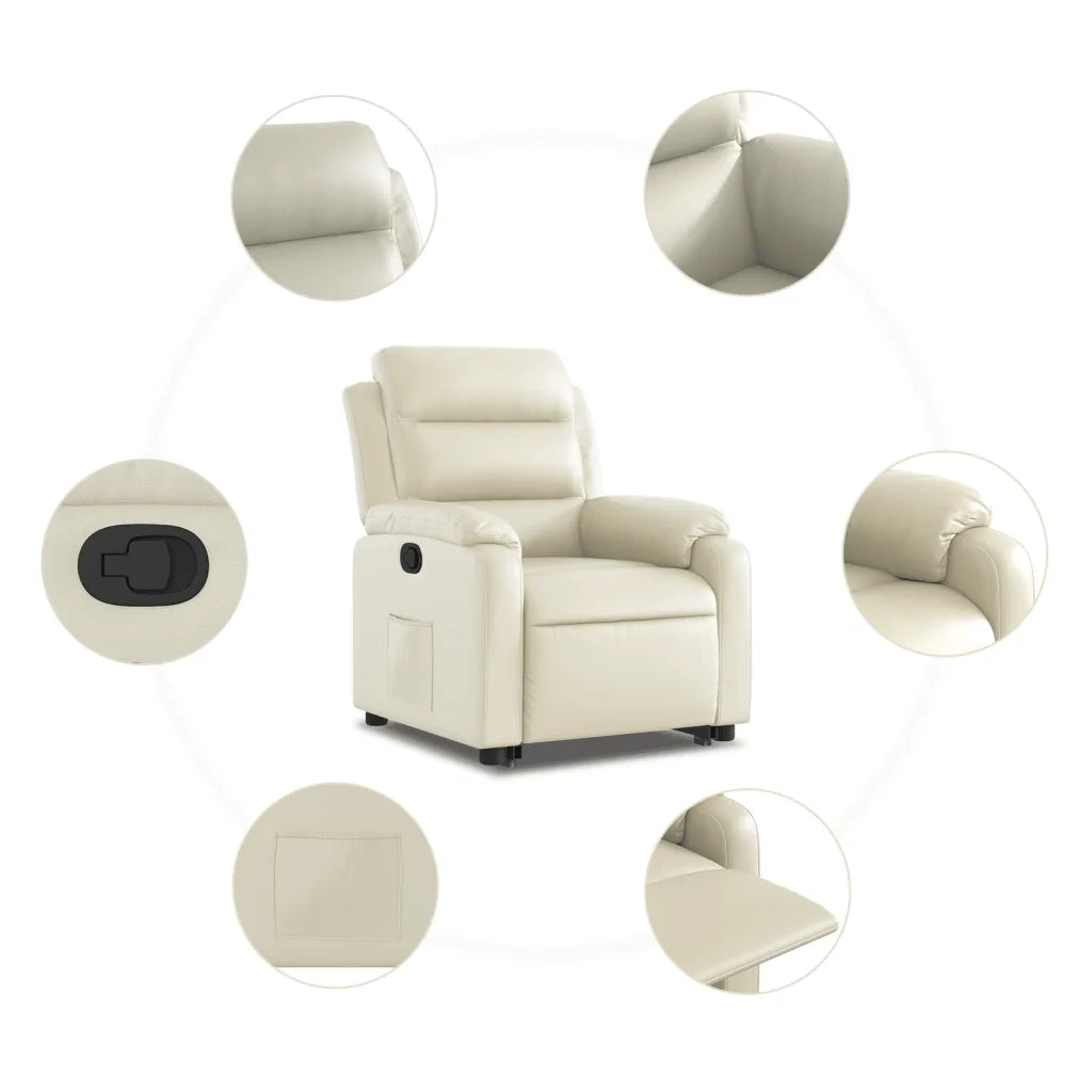 Poltrona Alzapersona Reclinabile Crema in Similpelle 3205043