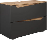 Mobile sottolavabo per bagno Marelle, Antracite/Artisan, 80 x 57.5 cm con 2 cassetti, adatto per l'installazione sotto lavabi standard
