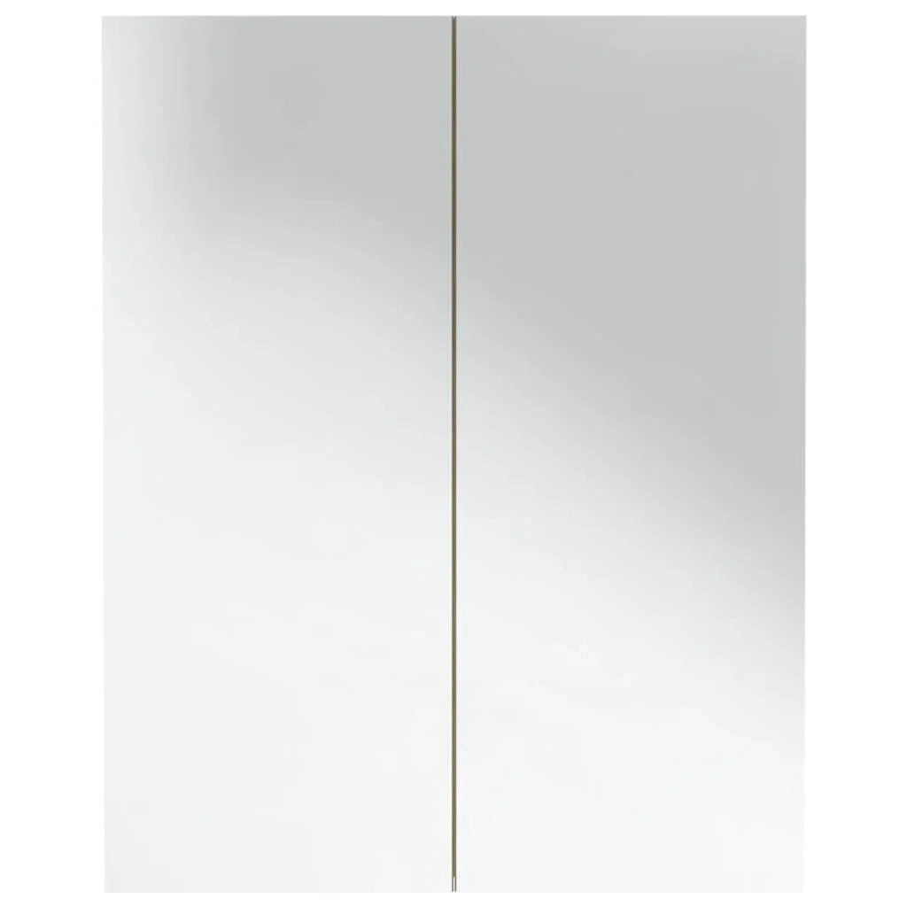 Mobiletto con specchio da bagno 60 x 15 x 75 cm bianco e rovere MDF 02_0006709
