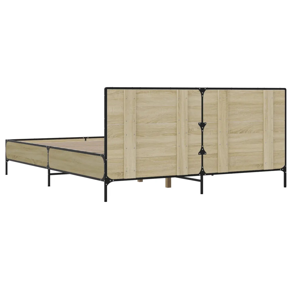 Giroletto-Struttura Letto Rovere Sonoma 120x200 cm in Legno Multistrato Metallo 807258