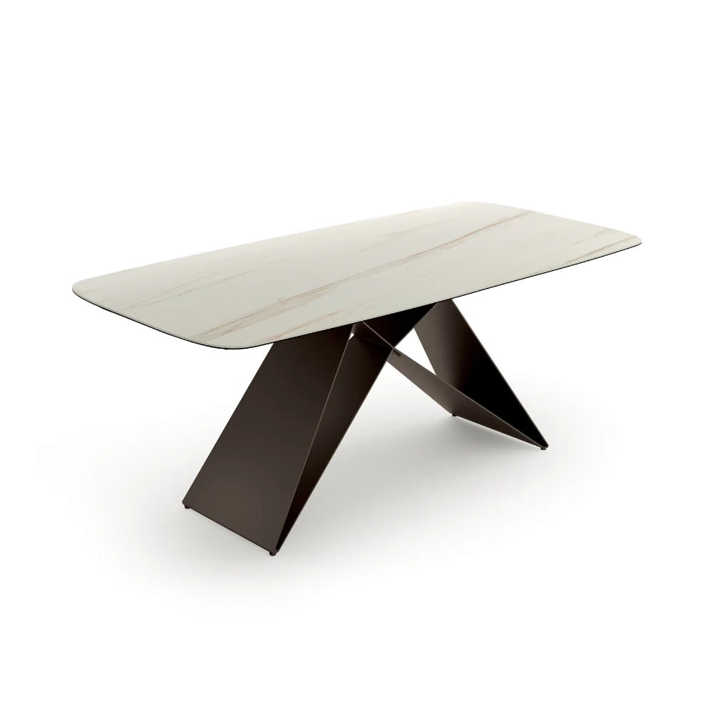 Tavolo da pranzo fisso in ceramica effetto marmo calacatta Orion 220x110 cm fino a 10 posti | Duzzle