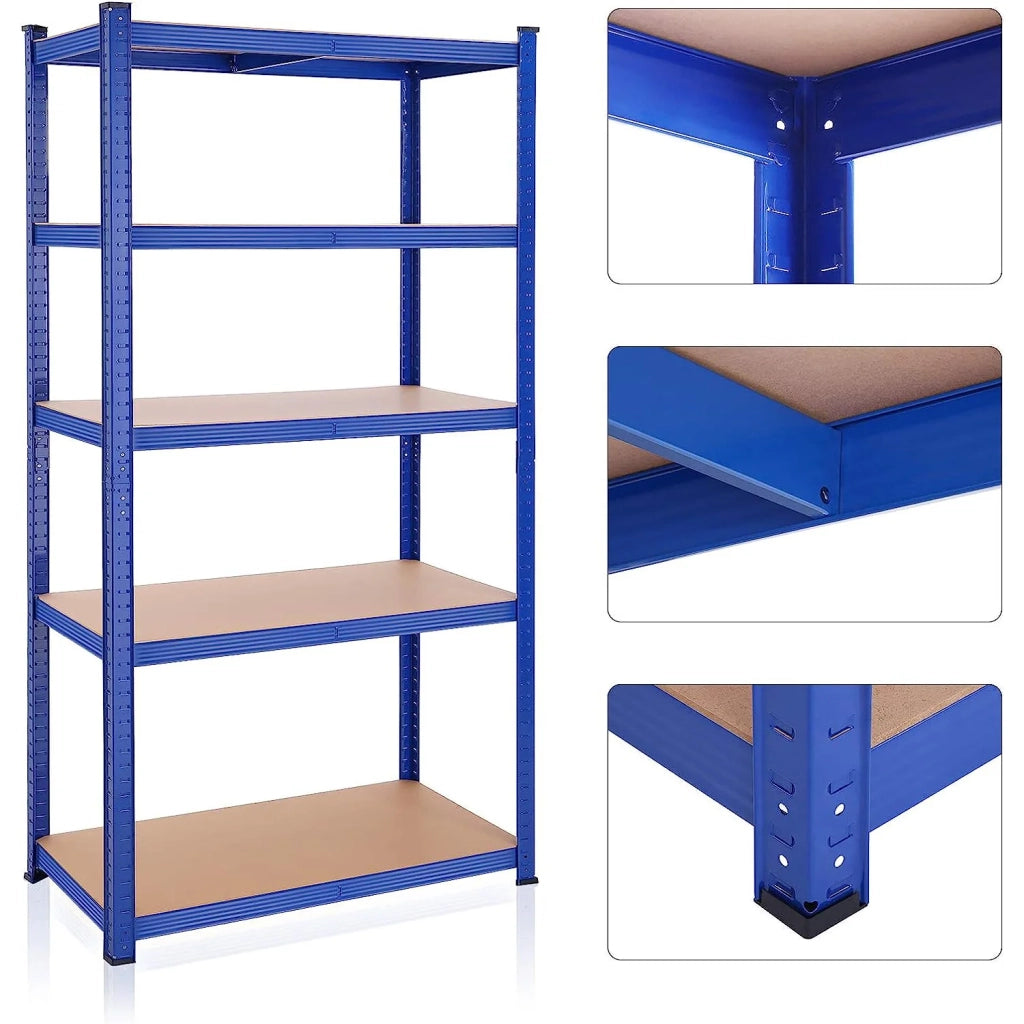 Scaffalatura metallica per carichi pesanti 200 x 100 x 50 cm 5 ripiani portata totale 875 kg (175 kg/ripiano) ripiani regolabili per garage/cantina nero 12_0005595