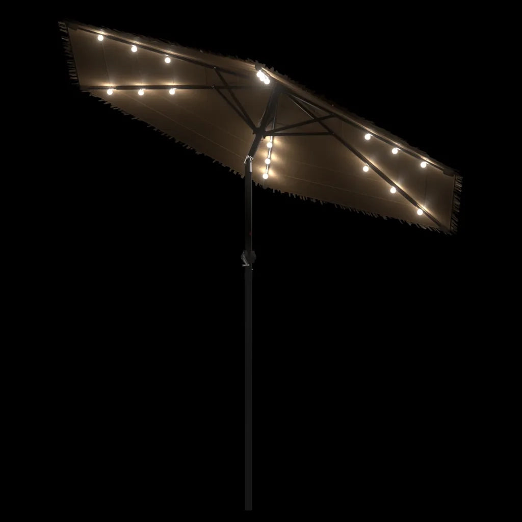 Ombrello | Parasolne Giardino LED e Palo in Acciaio Marrone 223x223x213cm
